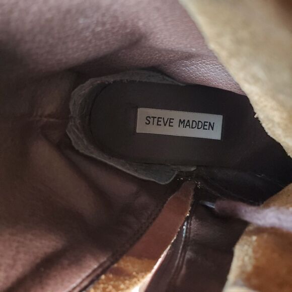 Steve Madden Women’s Boots Size 7.5 Brown Leather Troopa Combat Lace-Up Side Zip - Picture 12 of 13